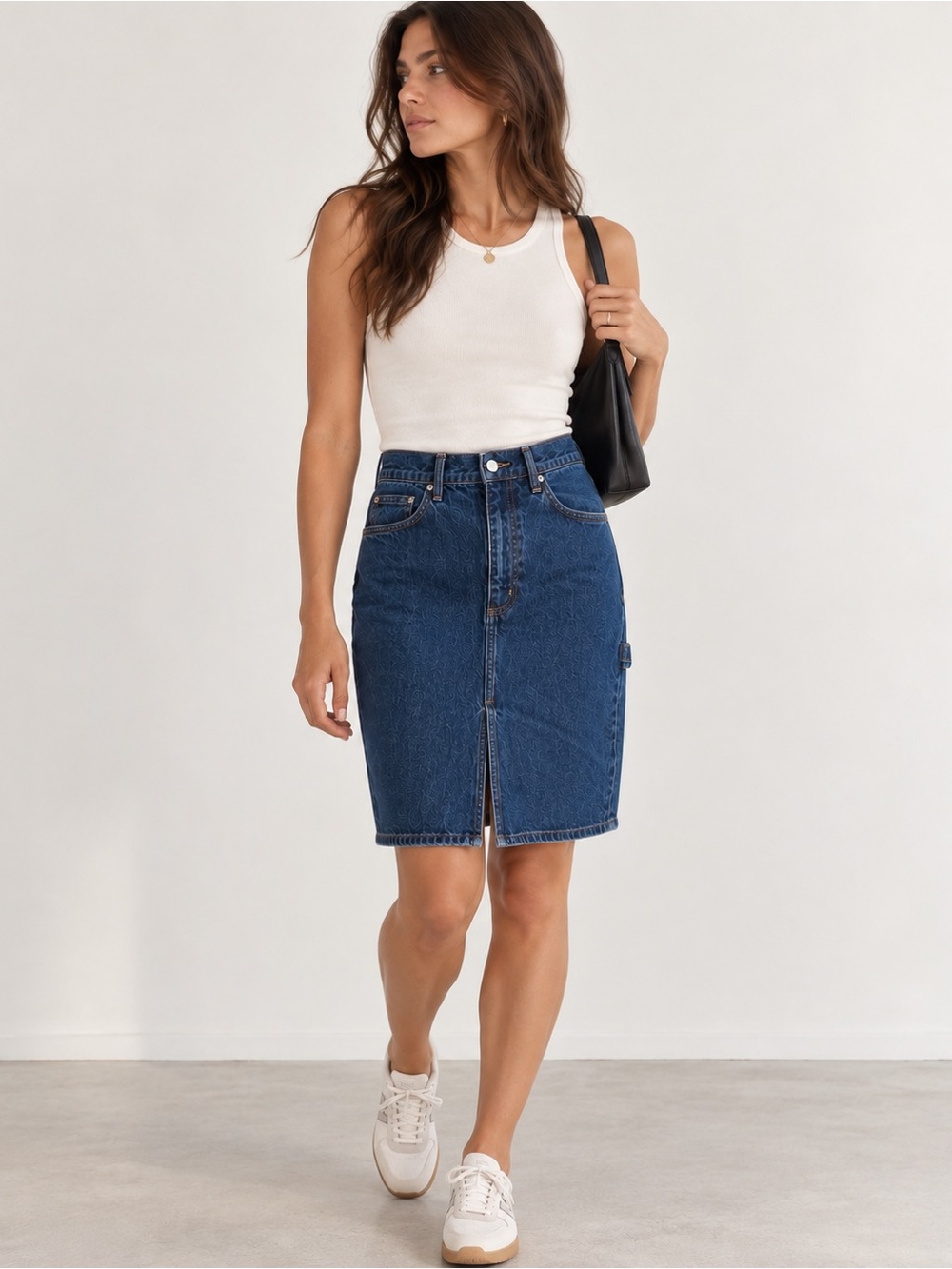 Aritzia Denim Forum ’90s Pencil Midi Denim Skirt Blue Size 26
